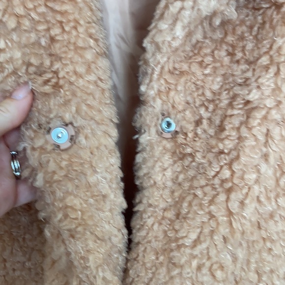 En Creme Chenille Blush Nude Fluffy Jacket Coat - Picture 4 of 7